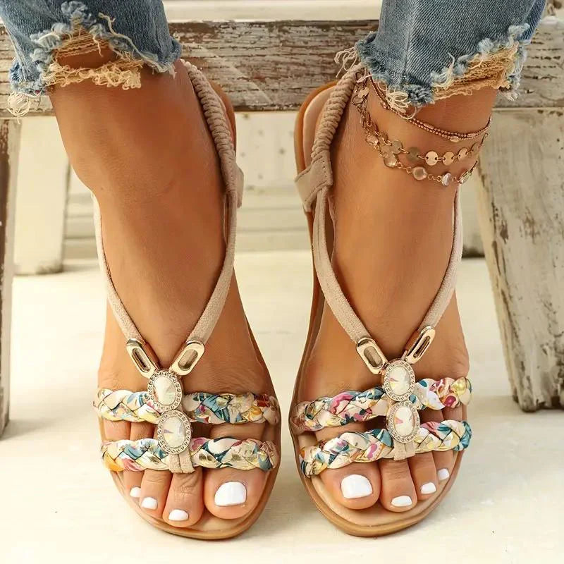 Flat Braided Strap Sandals | Casual Comfort | Boho-Inspired Design