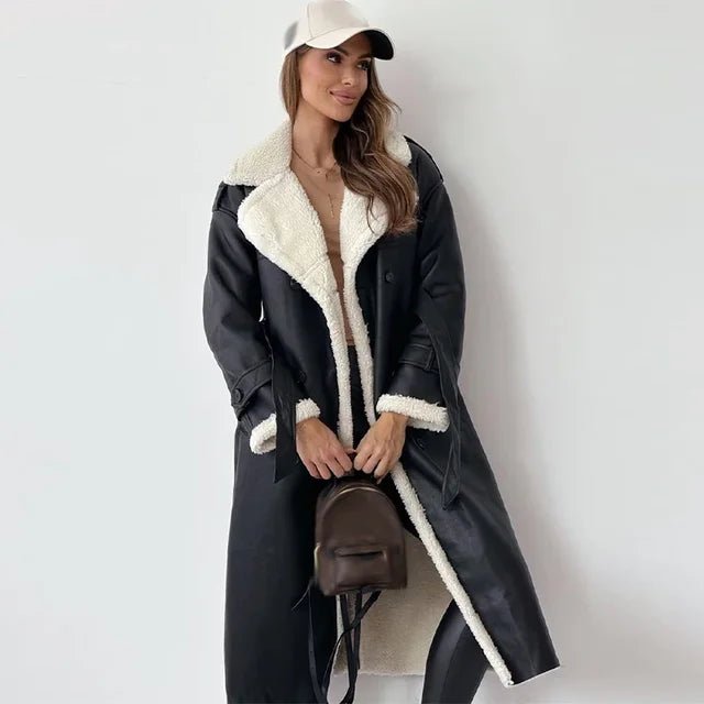 Double-Breasted Longline Sherpa Coat | Soft Interior | Relaxed Fit