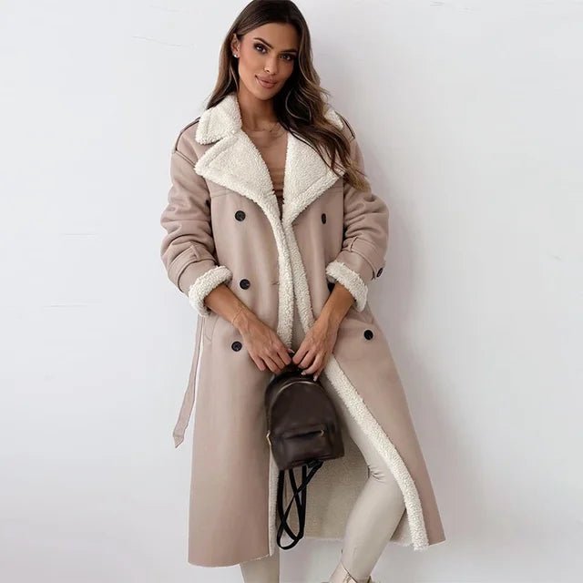 Double-Breasted Longline Sherpa Coat | Soft Interior | Relaxed Fit
