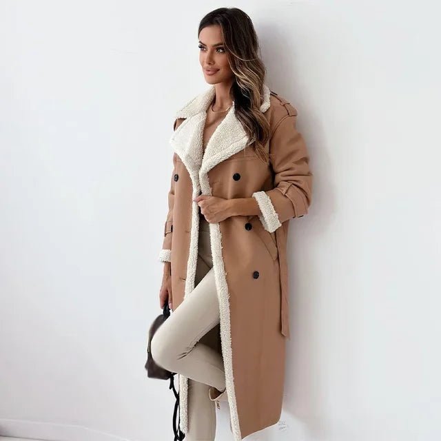 Double-Breasted Longline Sherpa Coat | Soft Interior | Relaxed Fit