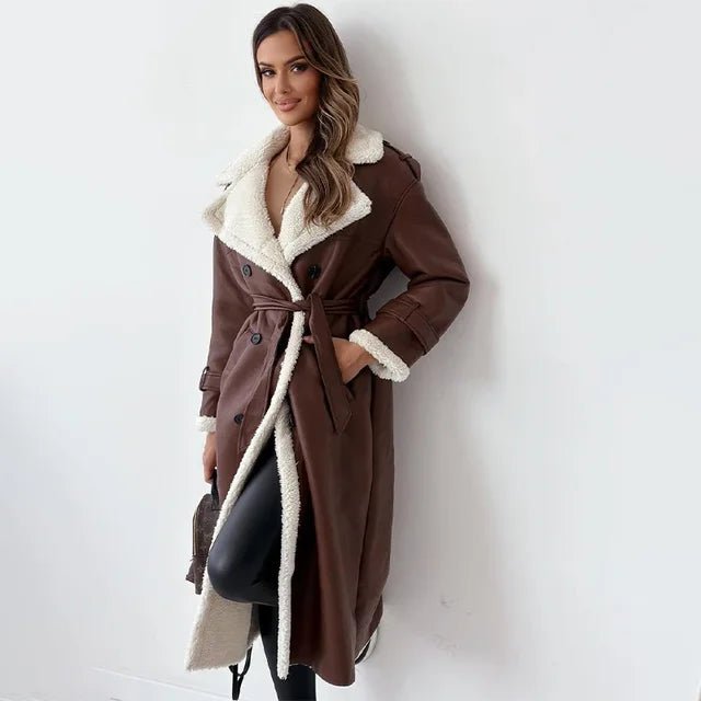 Double-Breasted Longline Sherpa Coat | Soft Interior | Relaxed Fit