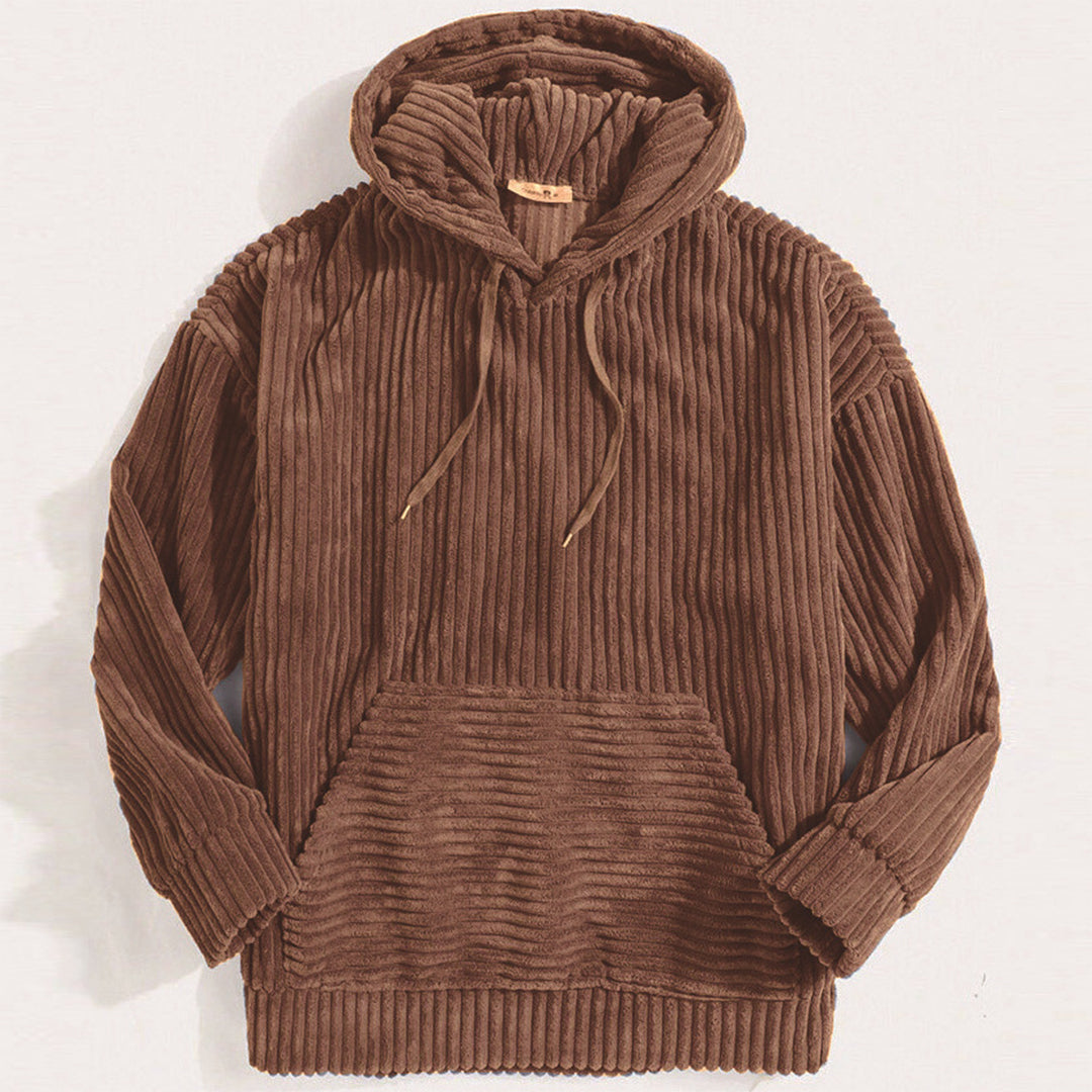 Men’s Corduroy Pullover Hoodie | Soft Ribbed Texture | Relaxed Fit Fall Sweatshirt