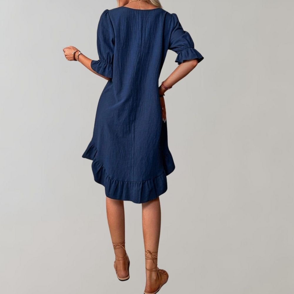 Puff-Sleeve A-Line Mini Dress | Relaxed Fit | Casual Everyday Style