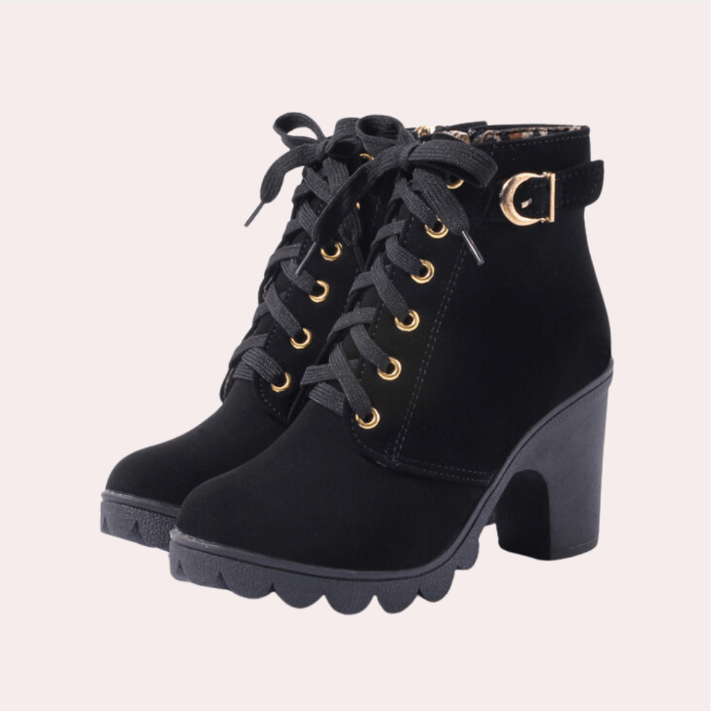Lace-Up Chunky Heel Ankle Boots | Stylish & Sturdy | PU Leather | Casual & Dressy