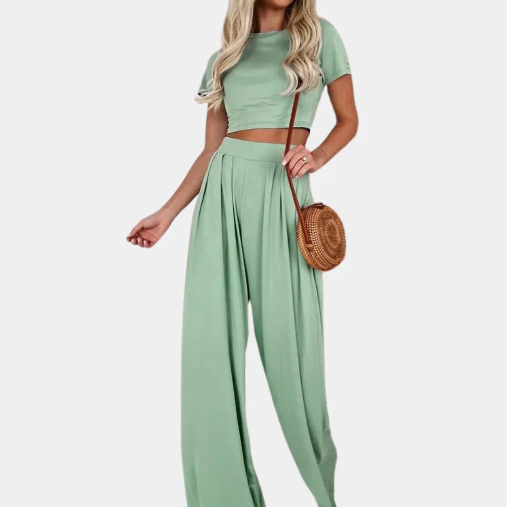 Two-Piece Wide-Leg Pants Set | Relaxed Fit | Lightweight Fabric | Multiple Colours