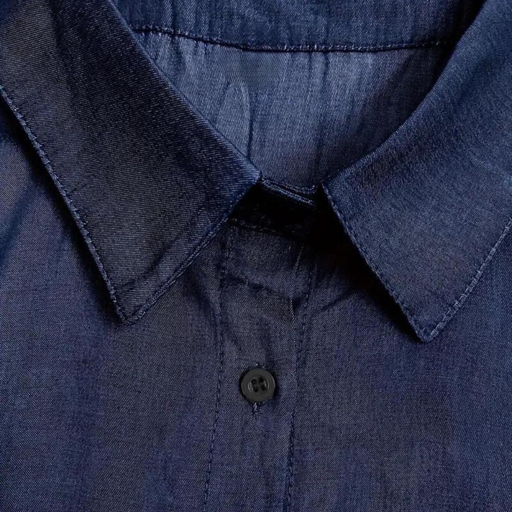 Denim Shirt Maxi Dress | Button-Front with Pockets | Long Sleeve Casual Fit