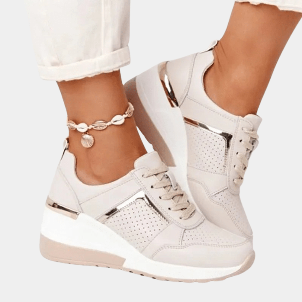 Women's Wedge Sneakers | Breathable Mesh & PU Leather | Casual & Sporty