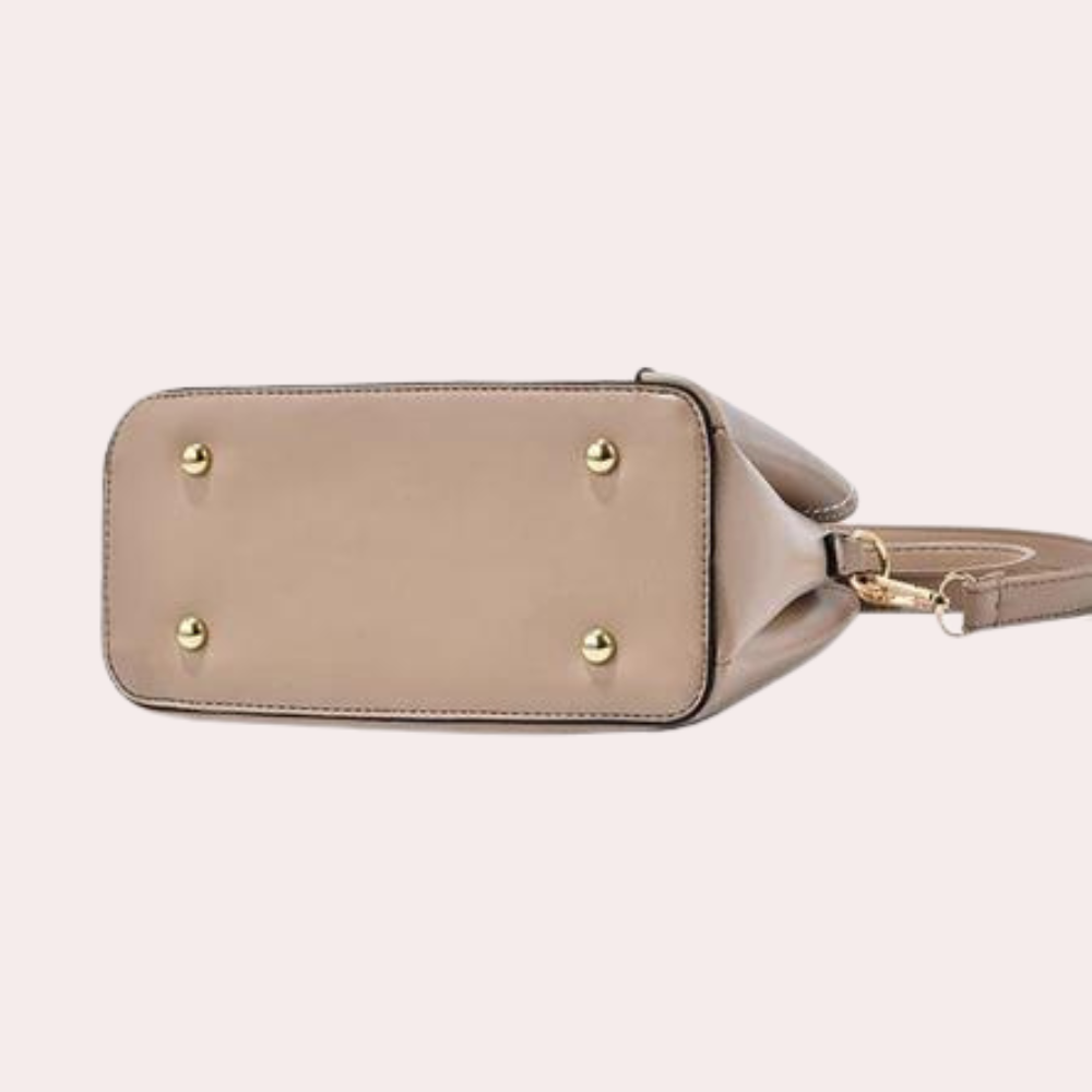 Two-Tone Mini Handbag | Gold Top Handle & Heart Charm | PU Leather Crossbody