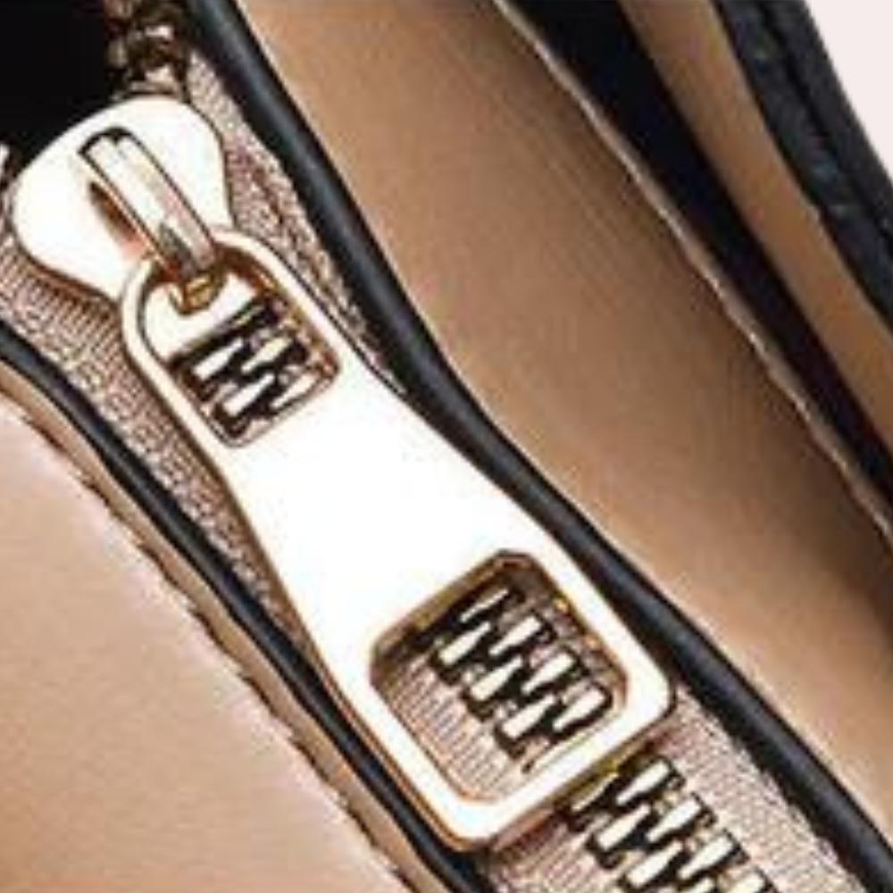 Two-Tone Mini Handbag | Gold Top Handle & Heart Charm | PU Leather Crossbody