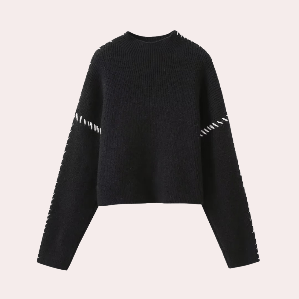 Chic Oversized Knit Sweater | Contrast Stitch Detail | Cozy & Stylish | Casual Wear