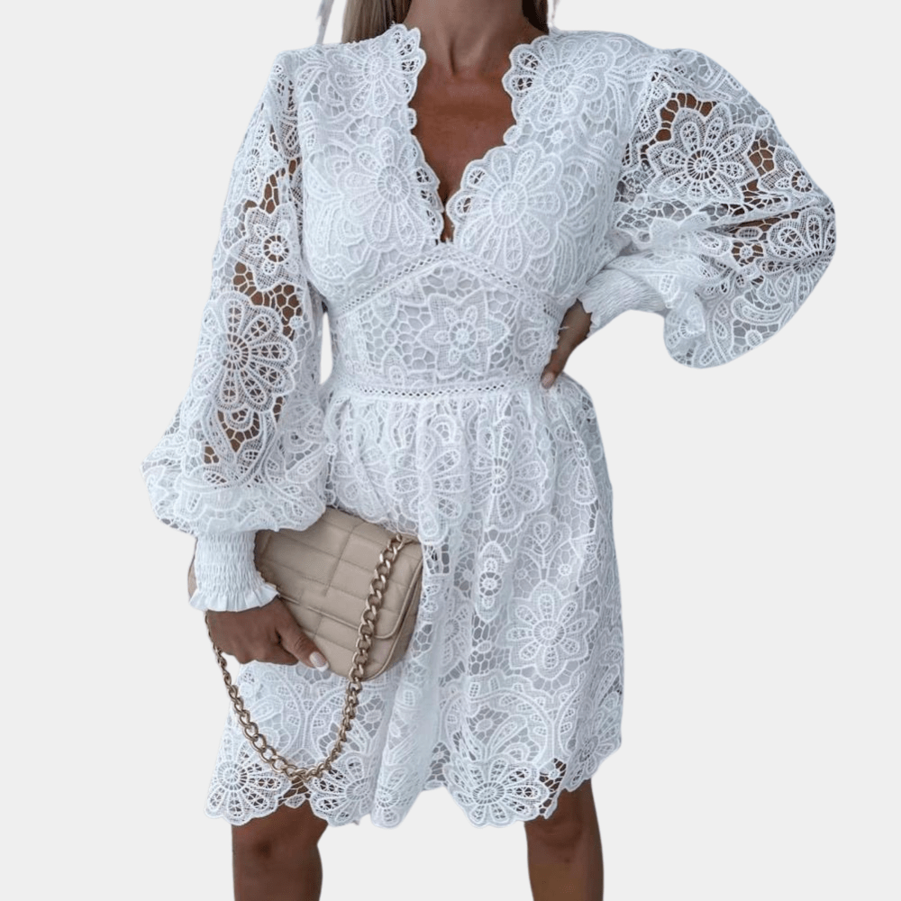 Elegant Lace Mini Dress | Romantic & Flowy | Long Sleeve | Evening & Special Occasions