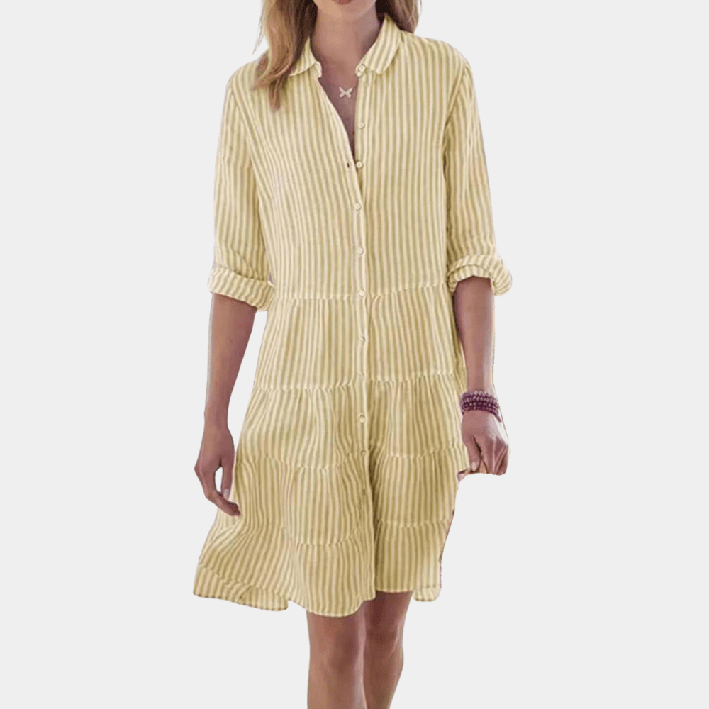 Striped Tiered Shirt Dress | Lightweight & Breathable | Cotton Blend | Summer Casual