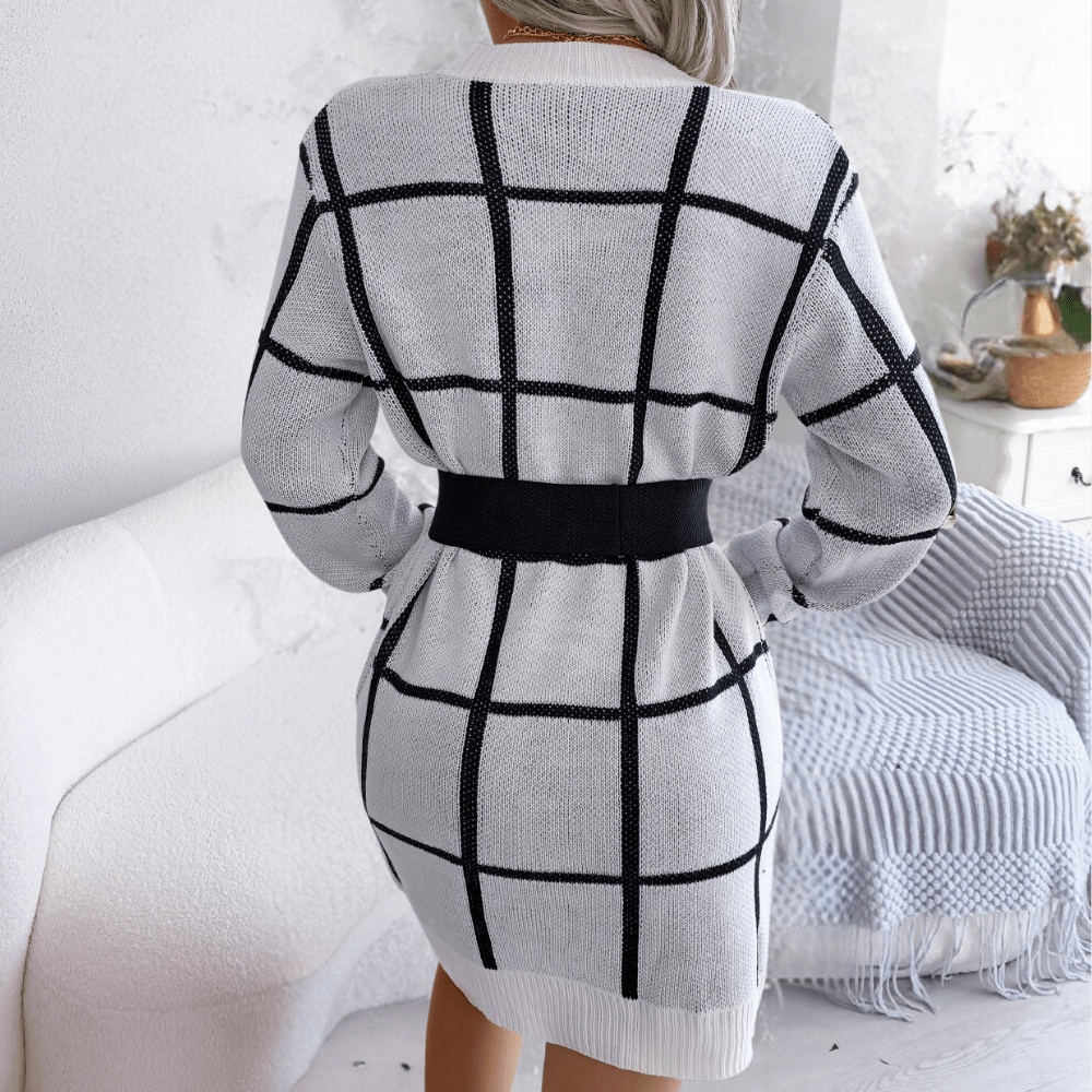 Oversized Grid Knit Sweater Dress | Cozy & Stylish | Soft Knit | Fall & Winter Wear