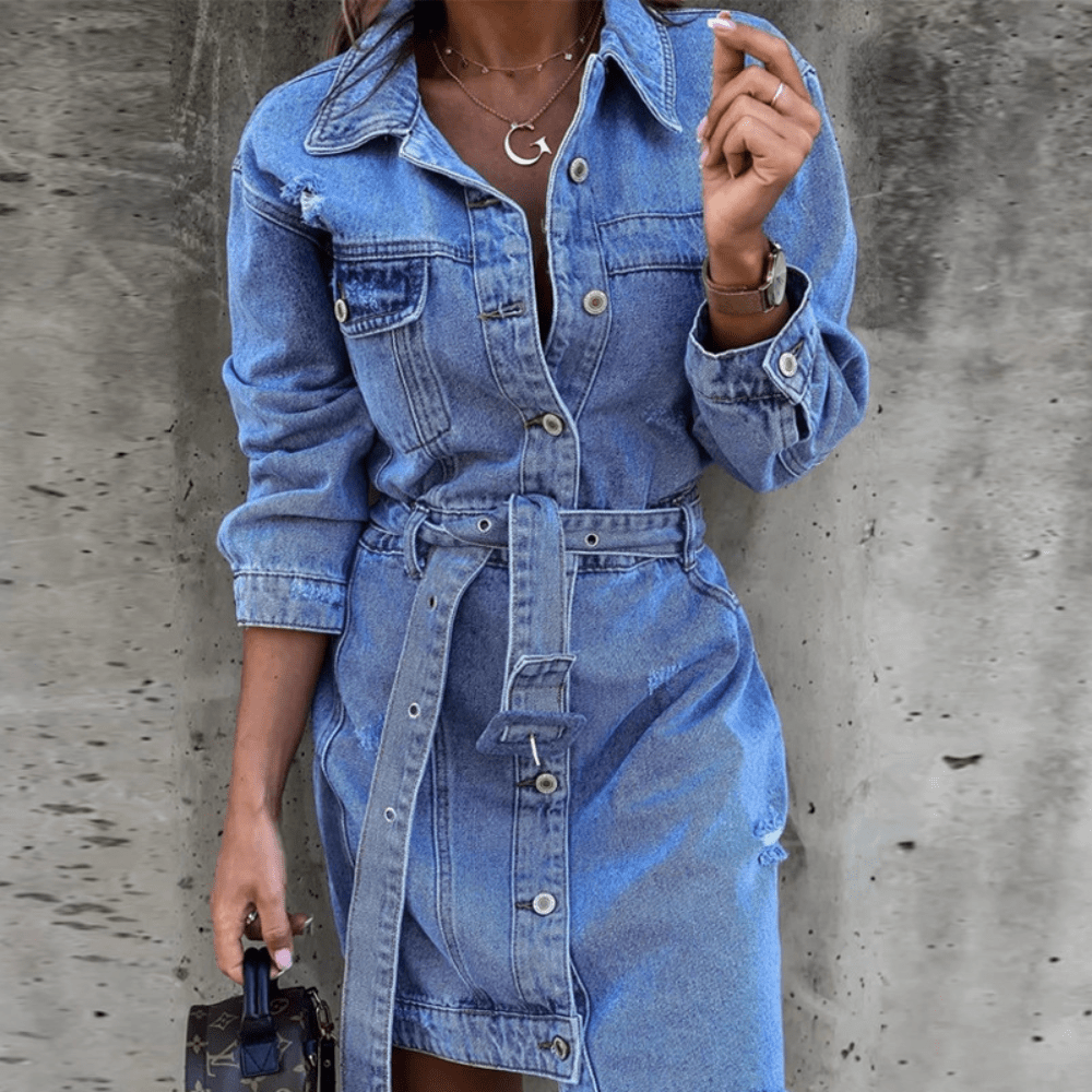 Belted Denim Shirt Dress | Button-Down | Casual & Chic
