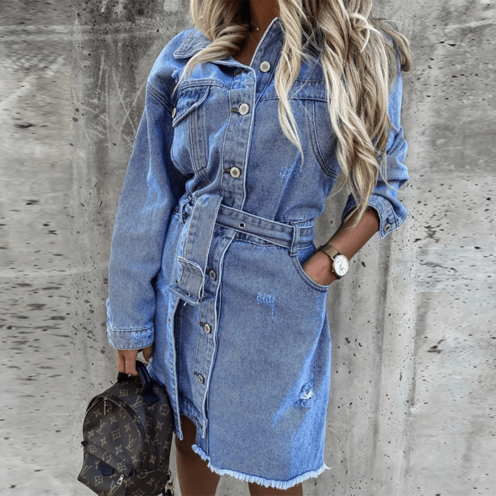 Belted Denim Shirt Dress | Button-Down | Casual & Chic