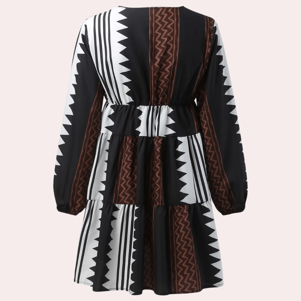 Boho Chic Mini Dress | Deep V-Neck | Tribal Print | Flowy & Lightweight