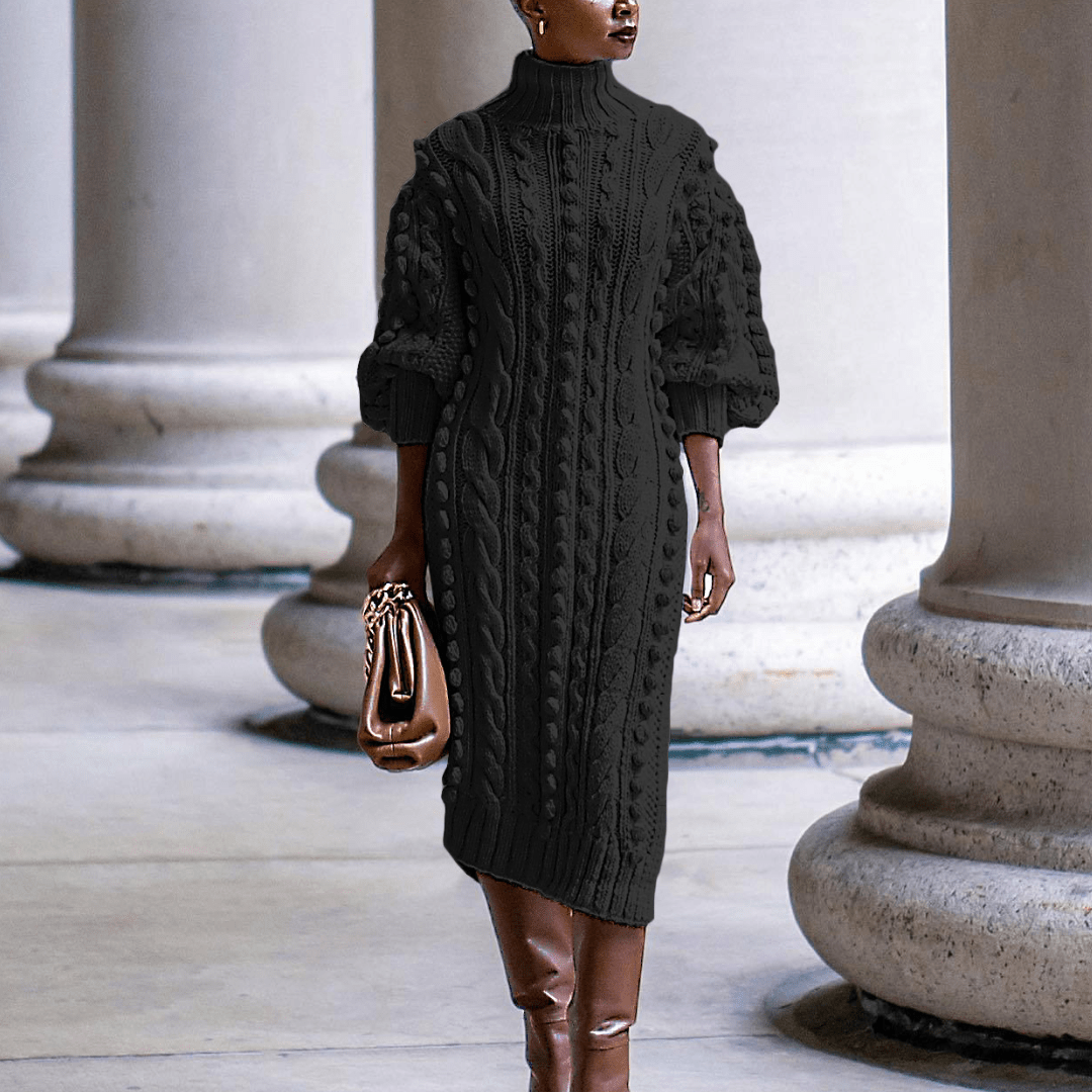 Chunky Knit Turtleneck Sweater Dress | Cable Knit | Cozy & Stylish | Fall & Winter