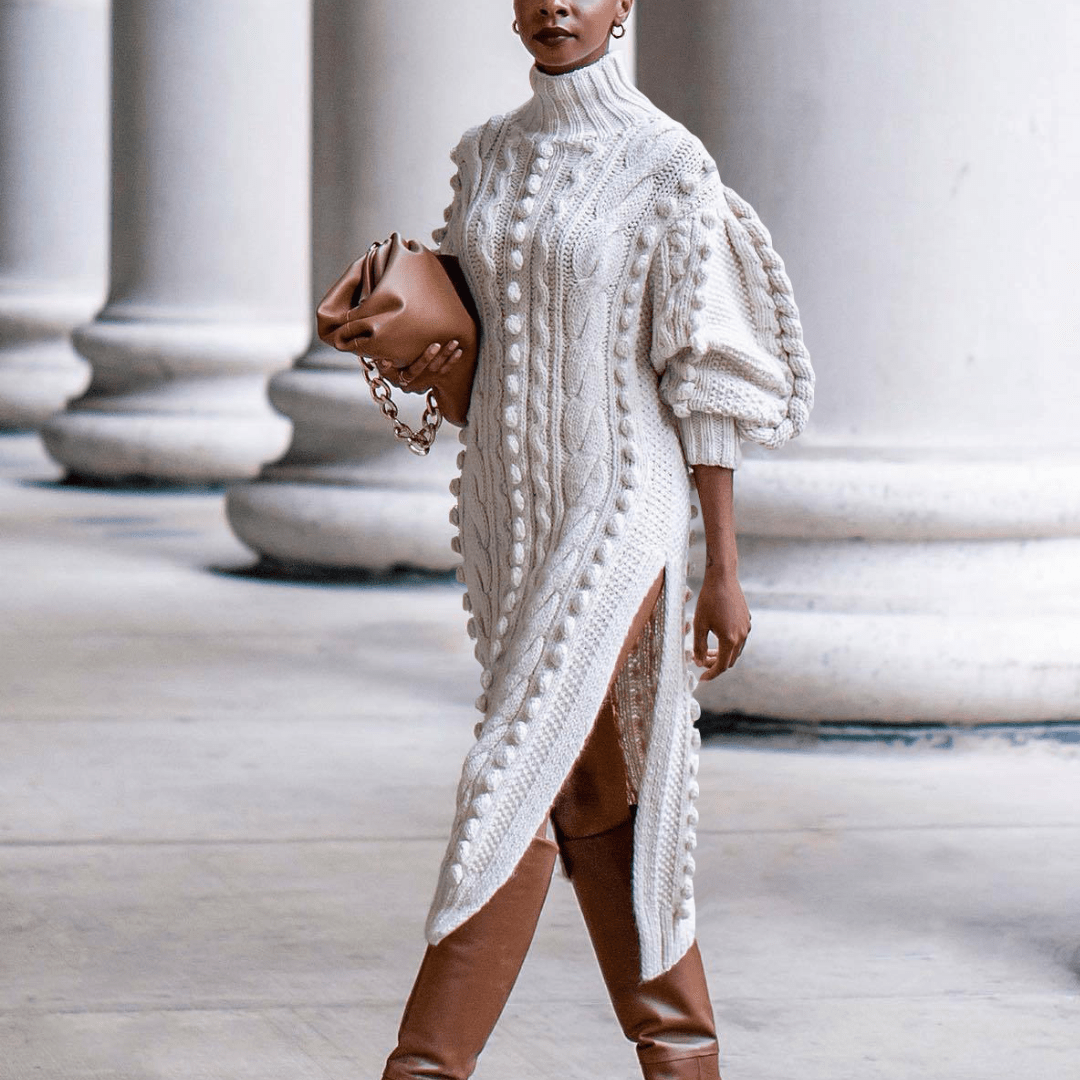 Chunky Knit Turtleneck Sweater Dress | Cable Knit | Cozy & Stylish | Fall & Winter