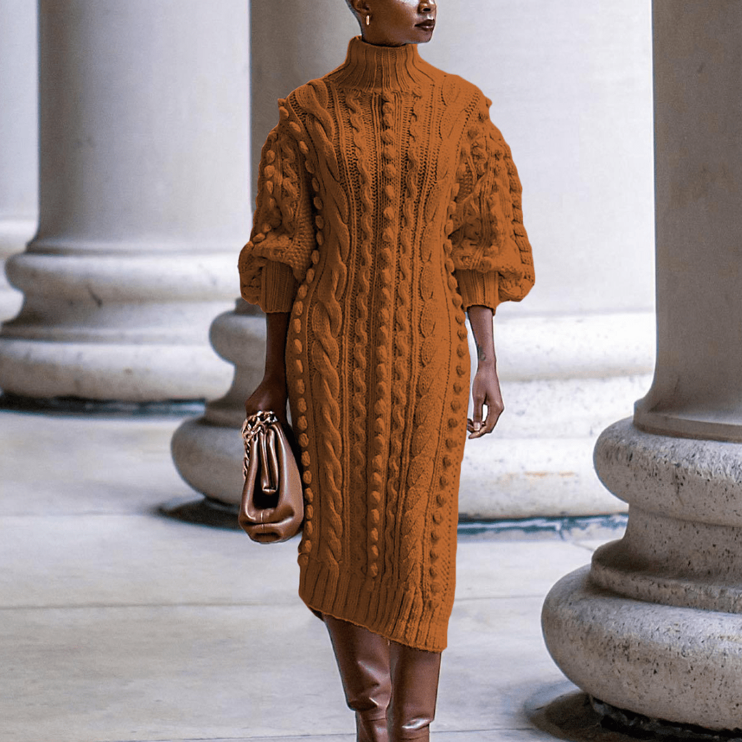 Chunky Knit Turtleneck Sweater Dress | Cable Knit | Cozy & Stylish | Fall & Winter