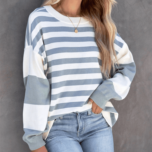 Striped Long Sleeve Top | Relaxed Fit | Soft Cotton Blend | Casual Everyday Style