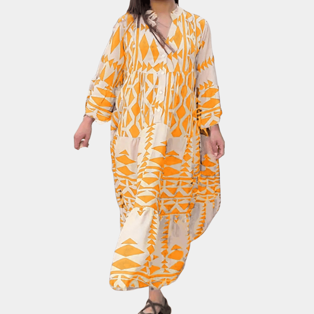Oversized Tribal Print Maxi Kaftan | Lightweight Fabric | Boho-Chic Style