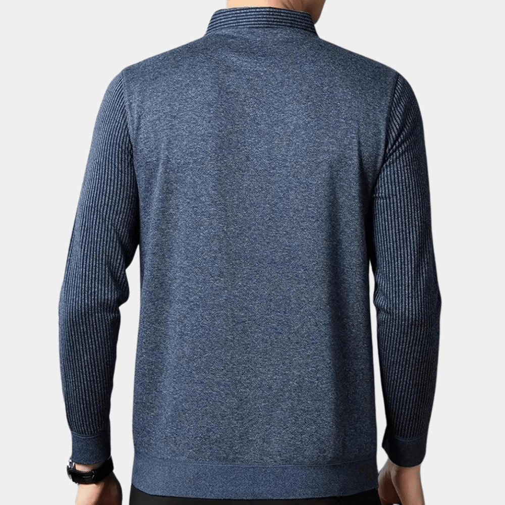 V-Neck Sweater with Collared Layered Look | Soft Knit | Smart Casual Style