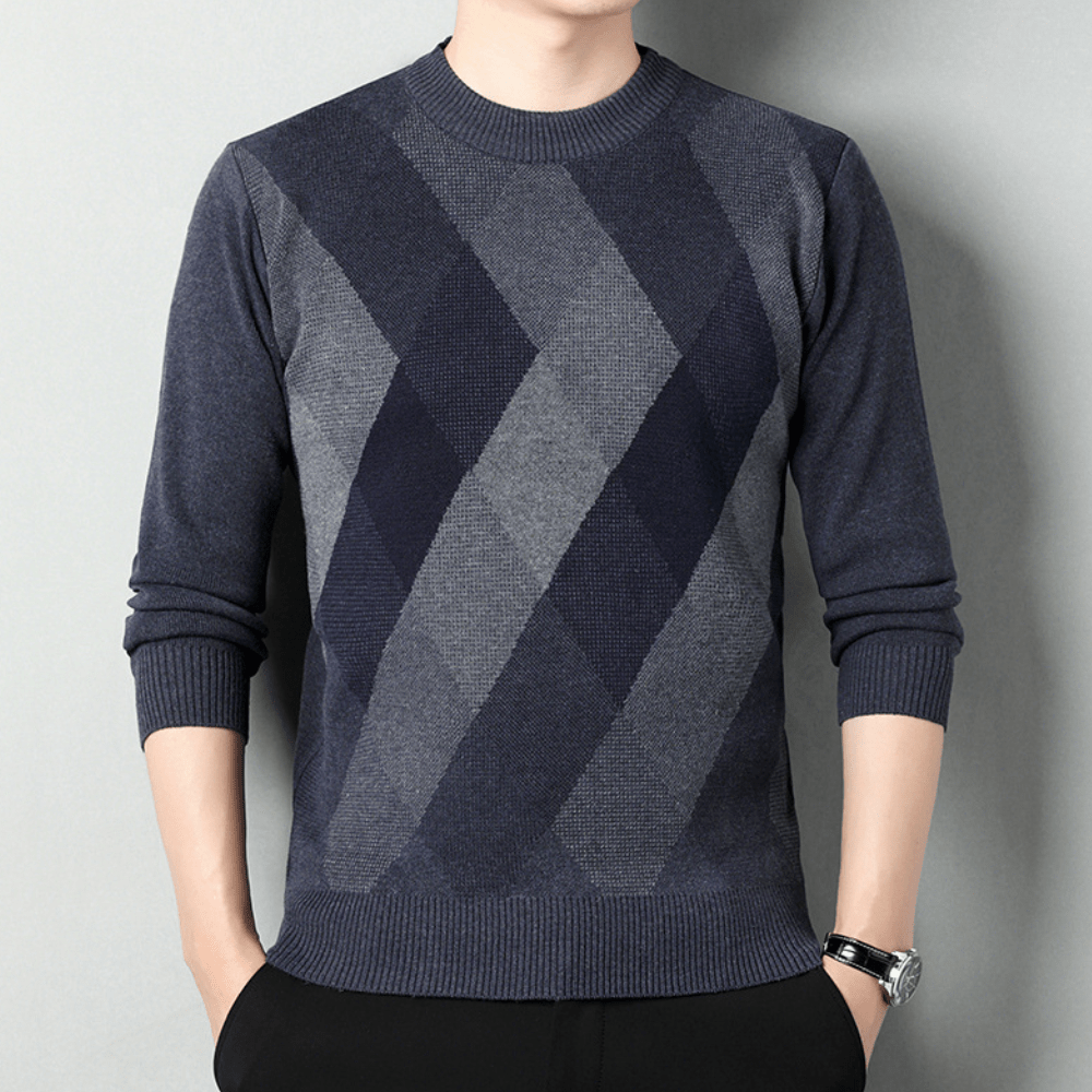 Argyle Pattern Knit Sweater | Classic Crewneck | Soft Acrylic Blend | Smart Casual