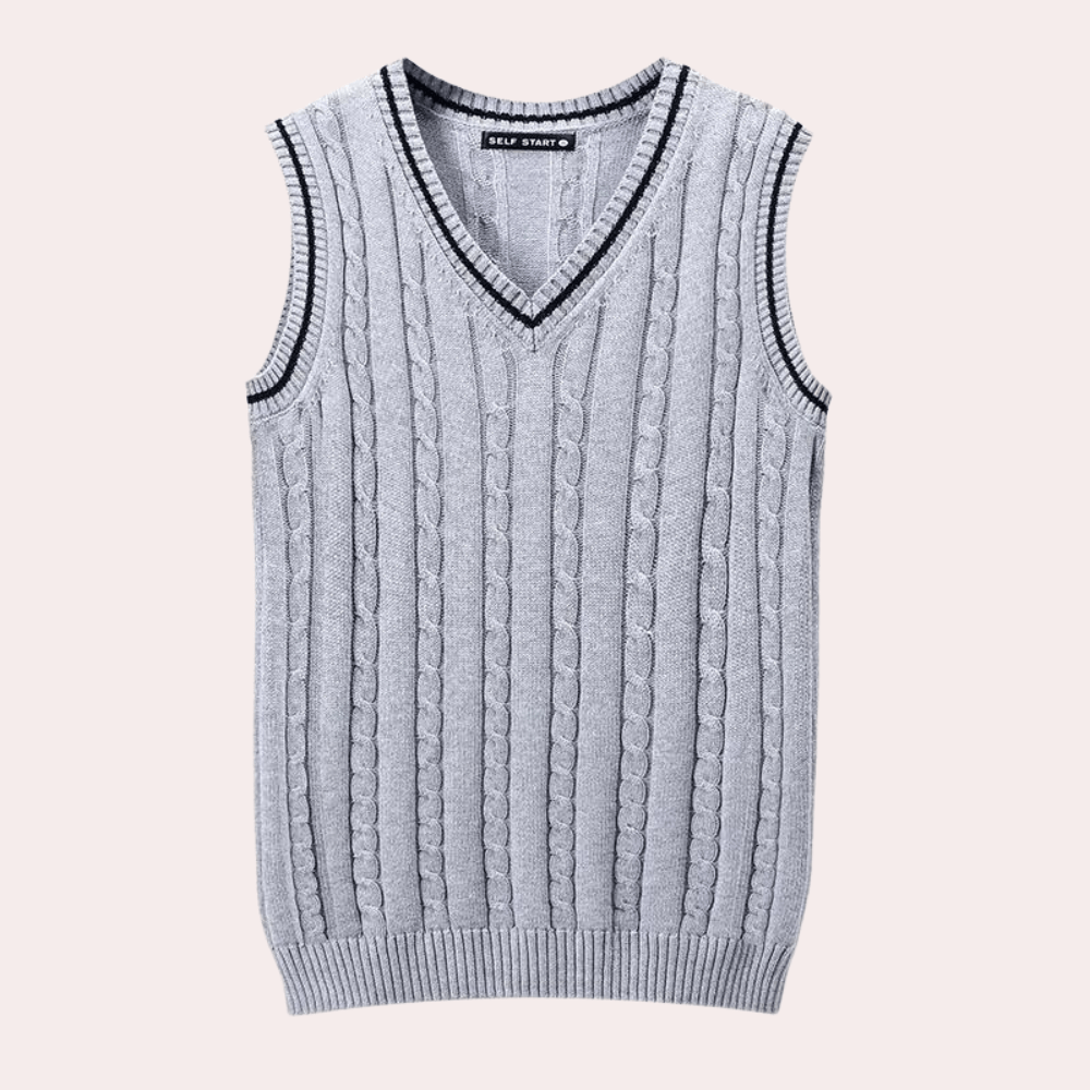 Classic Cable Knit Sweater Vest | V-Neck Design | Soft Acrylic Blend | Office & Casual Layering
