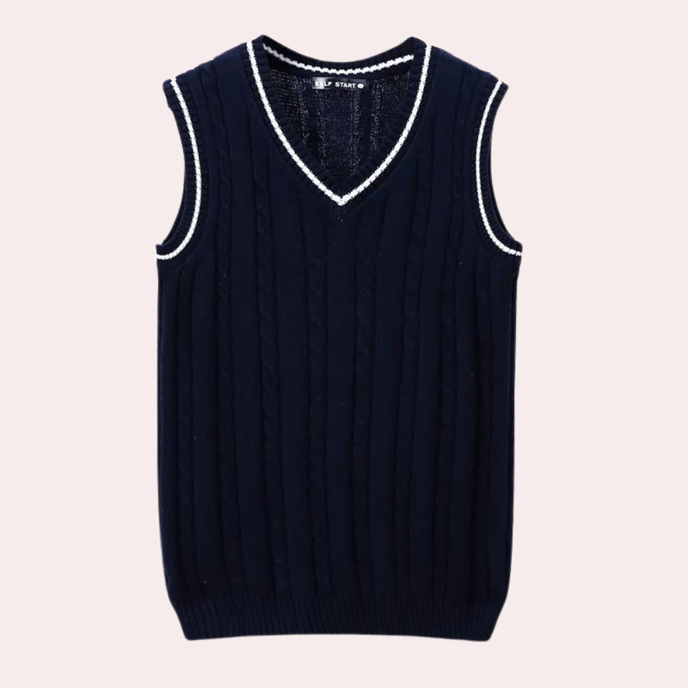 Classic Cable Knit Sweater Vest | V-Neck Design | Soft Acrylic Blend | Office & Casual Layering