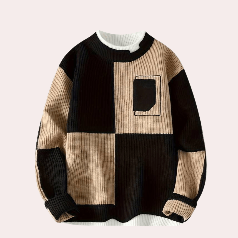 Colourblock Patchwork Sweater | Bold Geometric Design | Soft Knit | Modern Casual