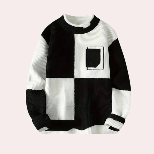 Colourblock Patchwork Sweater | Bold Geometric Design | Soft Knit | Modern Casual