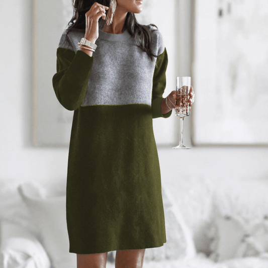 Colourblock Sweater Dress | Soft Knit Fabric | Casual & Cozy Wear