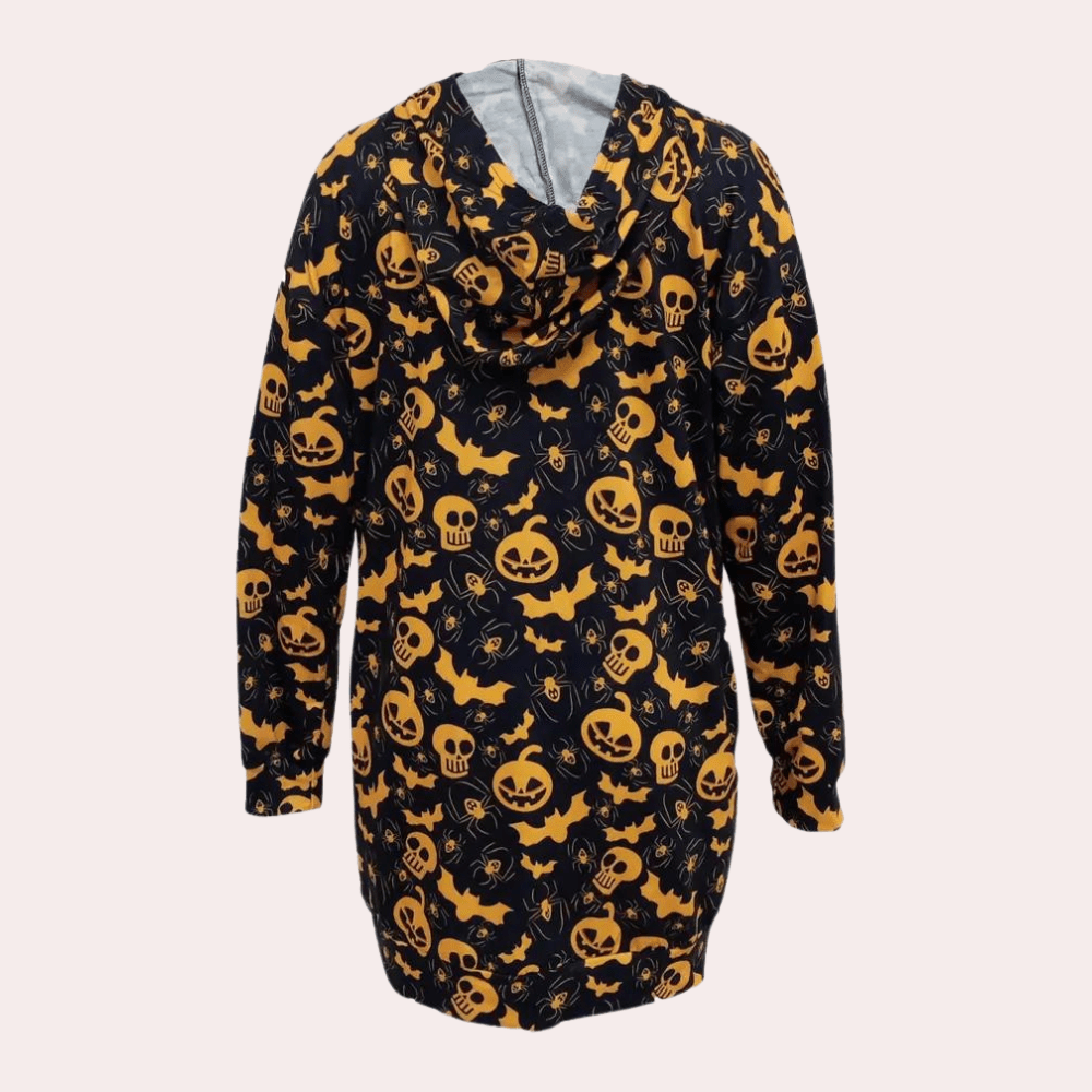 Halloween Pumpkin Print Shirt Dress | Spooky & Stylish | Long Sleeve | Casual Autumn Wear