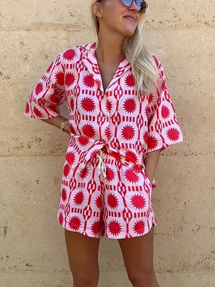 Printed Shirt & Shorts Set | Lightweight Two-Piece | Summer-Ready Fit