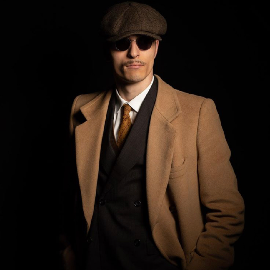 Men’s Wool-Blend Newsboy Cap | Classic Herringbone Flat Cap | Vintage 8-Panel Hat