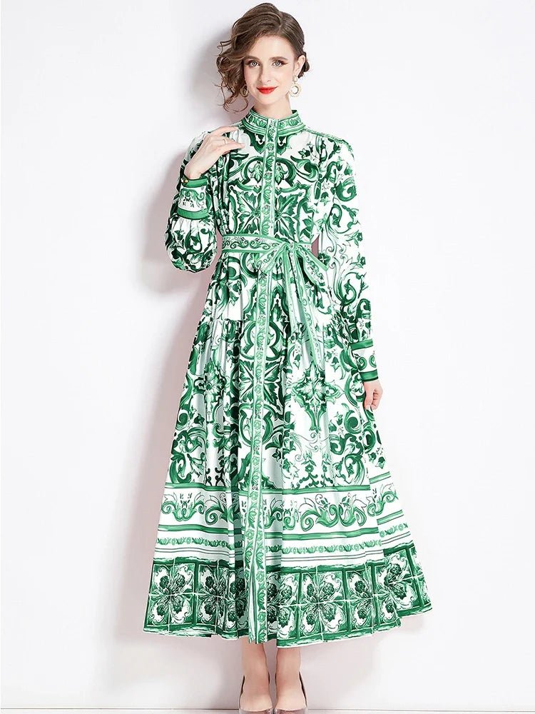 Vintage-Inspired Maxi Dress | Ornate Baroque Print | Lightweight Fabric | Statement Style