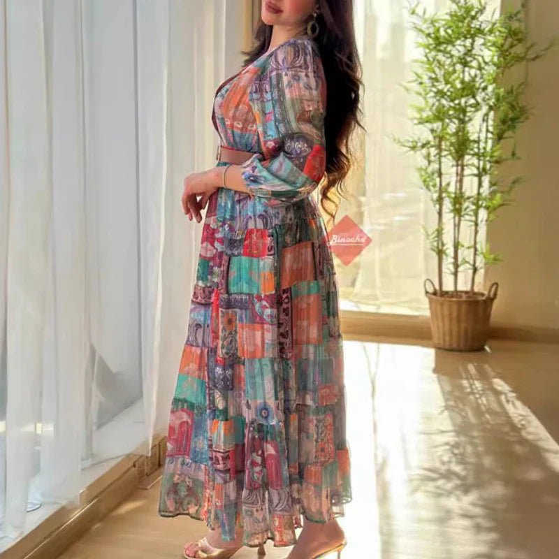 Bohemian Patchwork Maxi Dress | Lightweight & Flowy | Vintage-Inspired