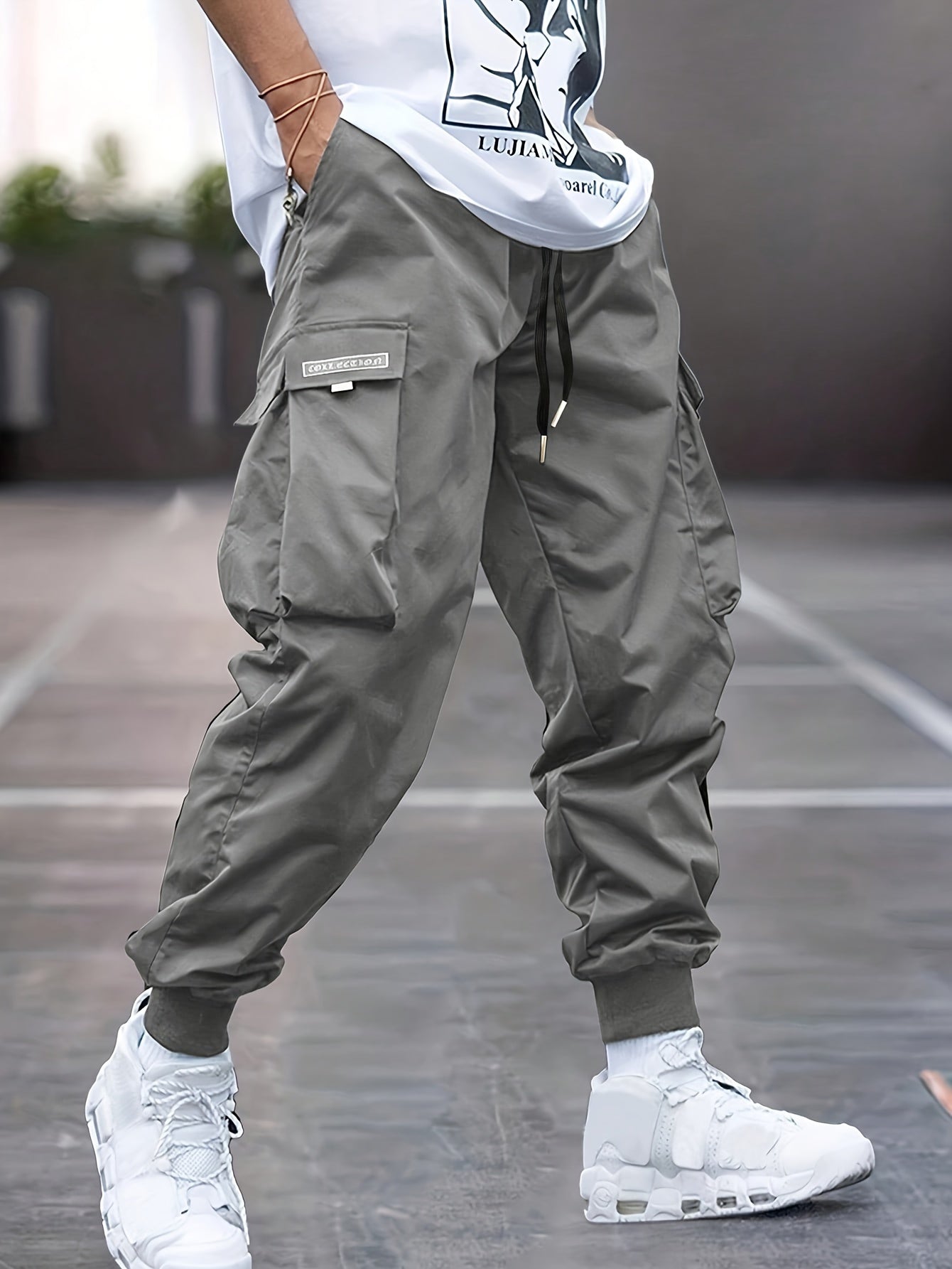 Men’s Streetwear Cargo Joggers | Multi-Pocket Tech Style | Adjustable Drawstring Waist