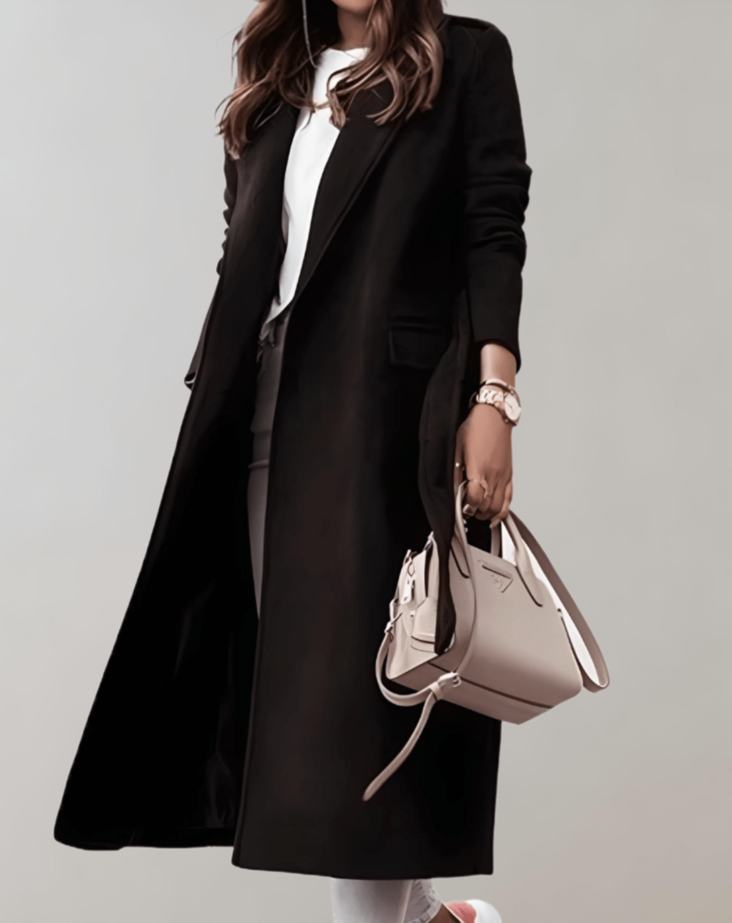 Long Belted Wool-Blend Coat | Elegant Tailored Fit | Full-Length | Timeless Winter Style