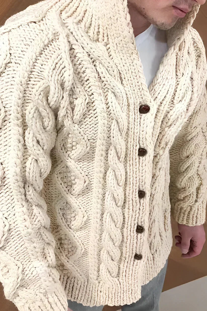 Men’s Cable-Knit Cardigan | Open-Front Chunky Knit Sweater