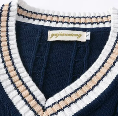 Cable Knit Sweater Vest | V-Neck Pullover with Striped Trim | Preppy Layer for All Seasons