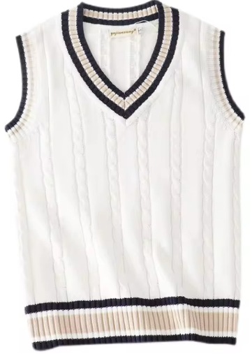 Cable Knit Sweater Vest | V-Neck Pullover with Striped Trim | Preppy Layer for All Seasons