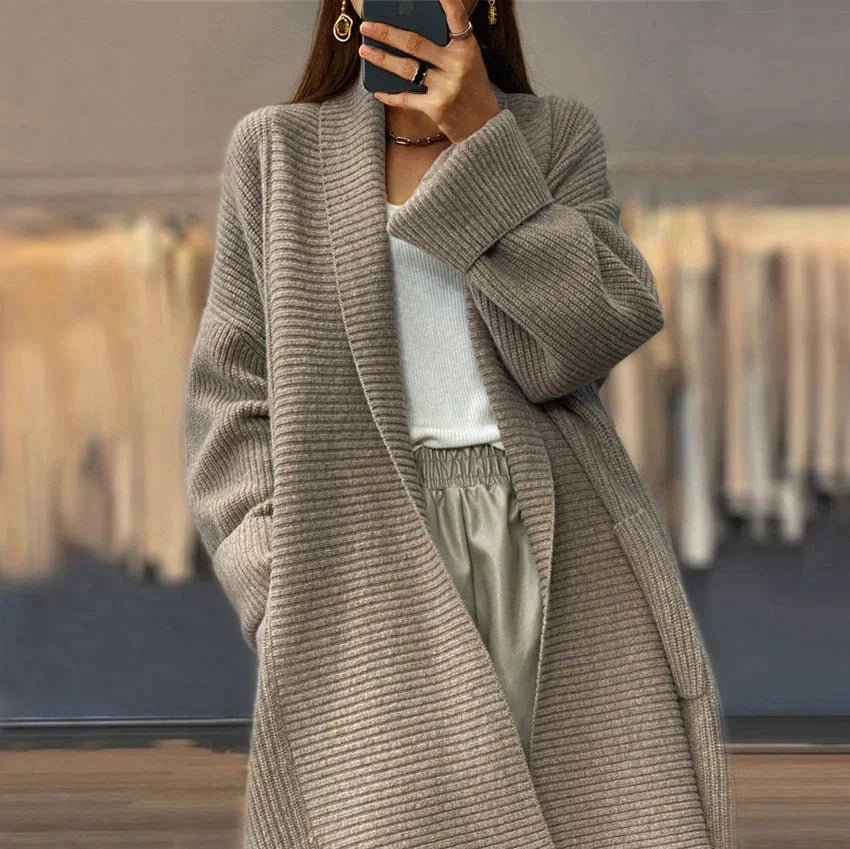 Ribbed Knit Open Cardigan | Longline Relaxed Fit | Cozy Everyday Layer