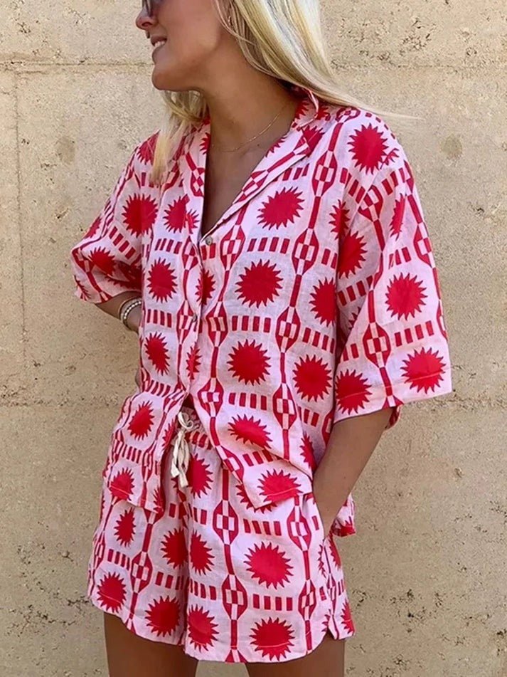 Printed Shirt & Shorts Set | Lightweight Two-Piece | Summer-Ready Fit