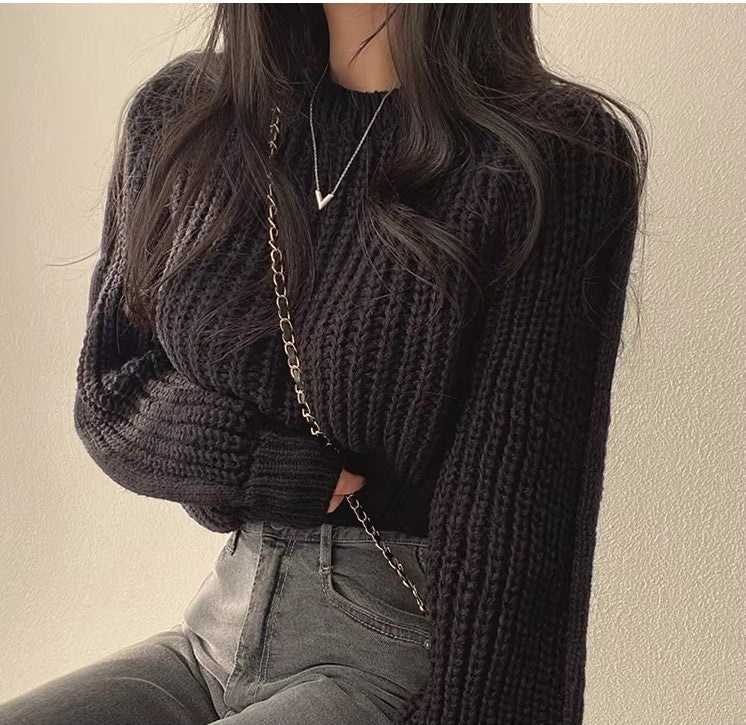 Chunky Knit Sweater | Cropped Fit | Soft Acrylic Blend | Casual Winter Wardrobe