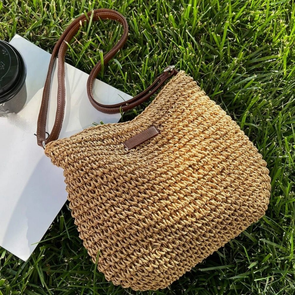 Woven Straw Shoulder Bag | Adjustable Strap | Casual Summer Style