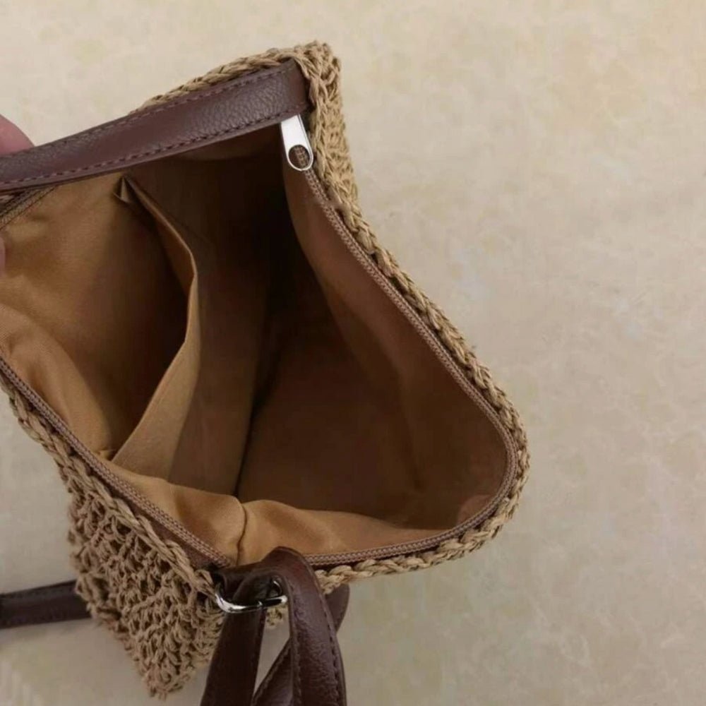 Woven Straw Shoulder Bag | Adjustable Strap | Casual Summer Style
