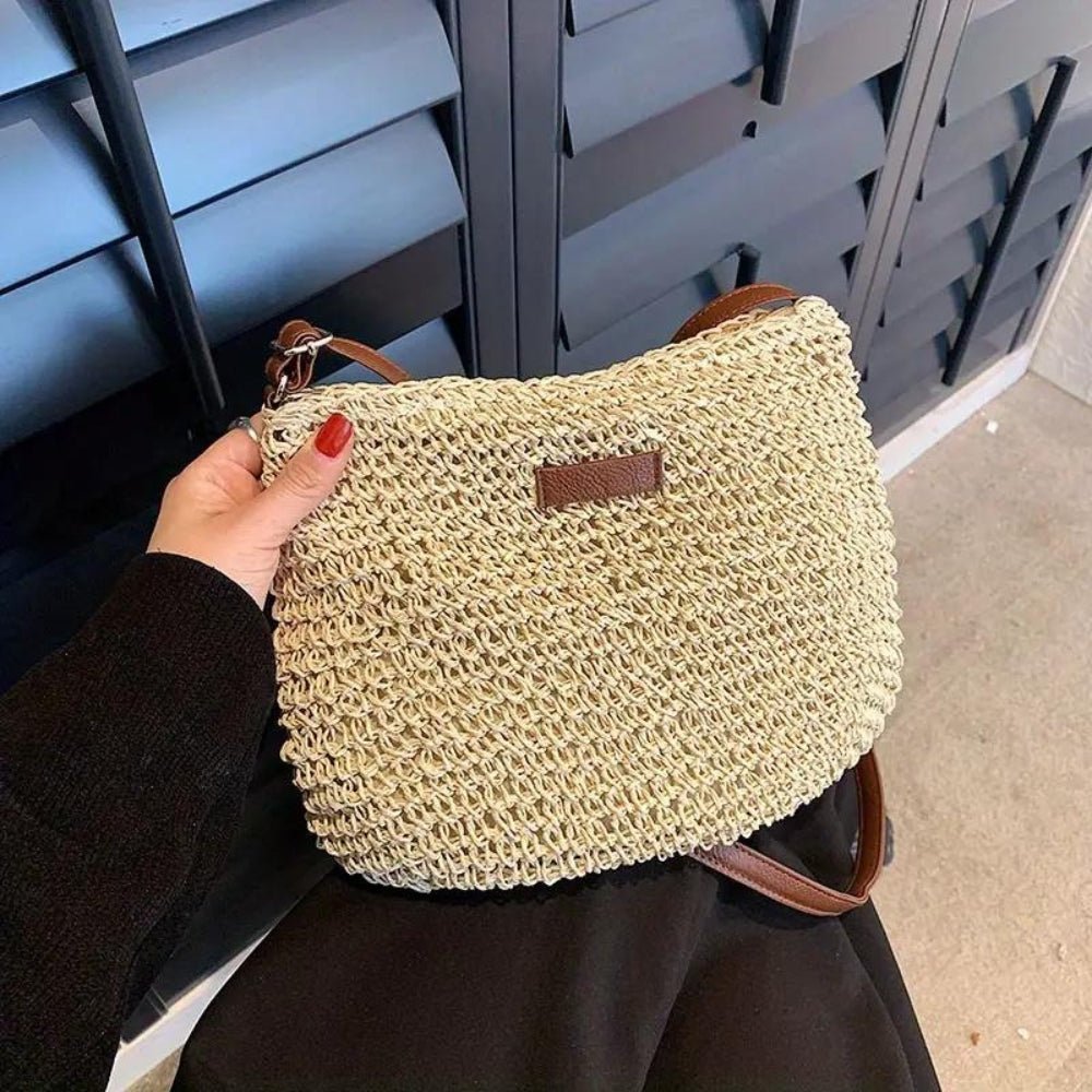 Woven Straw Shoulder Bag | Adjustable Strap | Casual Summer Style
