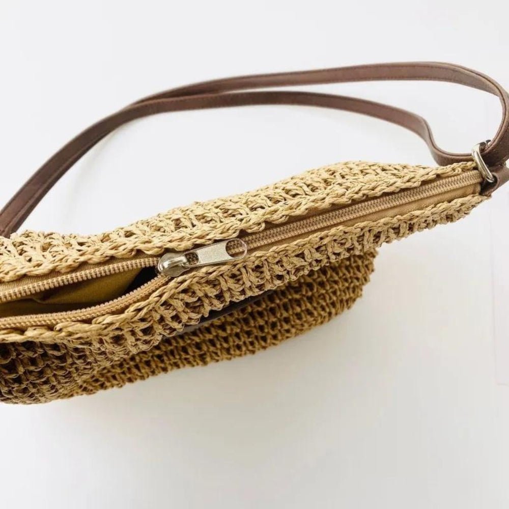 Woven Straw Shoulder Bag | Adjustable Strap | Casual Summer Style