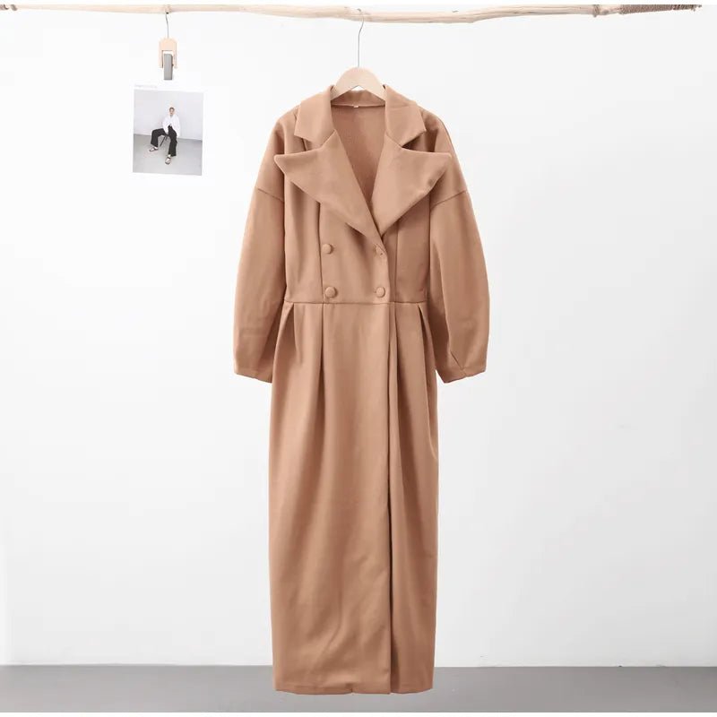 Elegant Long Wool Blend Coat | Belted Waist | Timeless Style | Sophisticated Outerwear